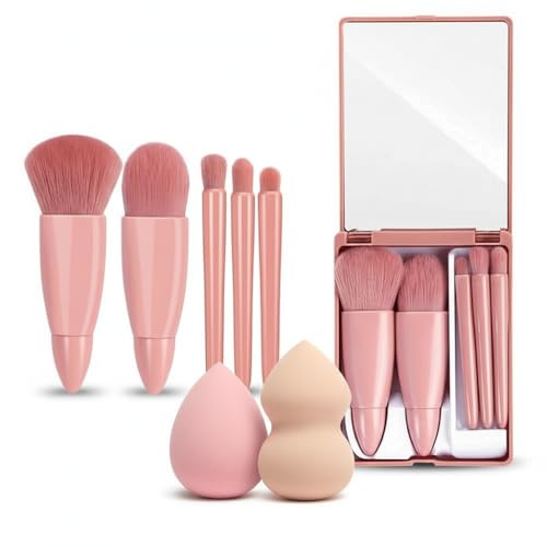 8 in 1 Makeup Kit with Mirror | Makeup Brush Set & Powder Puff Blender