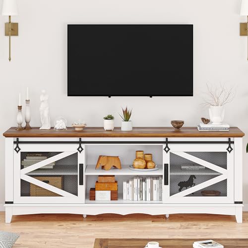 IDEALHOUSE-Modern-TV-Stands-for-Living-Room-65-Inch-TV-Stand-Entertainment-Center-with-Storage-and-Sliding-Barn-Doors-Media-TV-Console-Cabinet-with-Adjustable-Shelf-White IDEALHOUSE Modern TV Stands for Living Room 65 Inch TV Stand Entertainment Center with Storage and Sliding Barn Doors Media TV Console Cabinet with Adjustable Shelf White