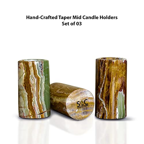 Stones N Crafts Set Of 3 Marble Pillar Candle Holder, Onyx Unique Candles Christmas Decorative Candles Holders For Pillar Candles For Home Decor, Zen Decor, Fireplace Decor And Spa Décor #TOP4
