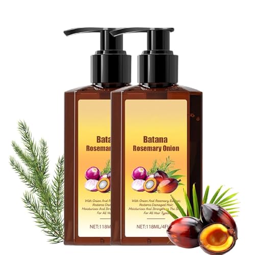 Champú acondicionador nutritivo 3 en 1, champú de cebolla, biotina y romero, champú para reducir la caída del cabello, fortalece las raíces y aporta brillo (2pcs)