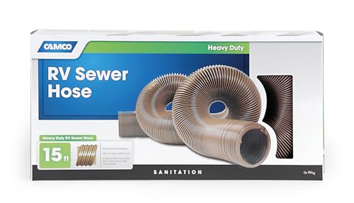 Image of Camco Durable High Tensile Strength Vinyl Sewer Hose with Steel Wire Core - 15' Hose with 15 mils of HTS Vinyl, Great for Year Round RVing Compresses to 26 inch for Simple and Easy Storage, Brown (39661)