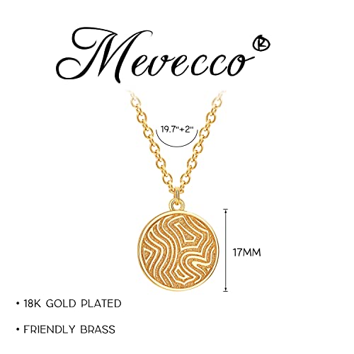 Mevecco Gold Coin Pendant Necklace 18K Gold Plated Dainty Simple Double Sided Map Disc Necklace For Women Men Classic Minimalist Jewelry Gift #TOP3
