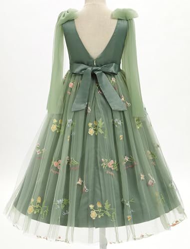 IDOPIP Embroidery Flower Girl Dress for Kids Wedding Pageant Party Communion Dresses Princess Bridesmaid V-Backless Maxi Gown3