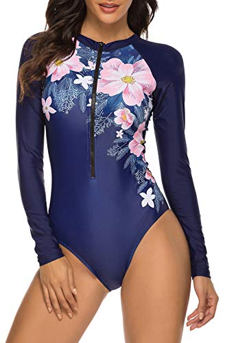 Runtlly Womens Athletic Training Long Sleeve One Piece Swimsuits Surfing Swimwear Bathing Suit Upf 50+ C92401 S #TOP2