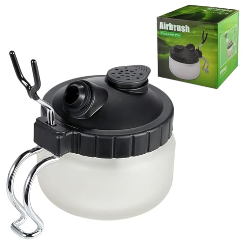 Magicrose Airbrush Cleaning Pot, Airbrush Pot Glass Bottles Holder Paint Station Filter Airbrush Cleaner Airbrush Cleaning Kit for air Brush Washing