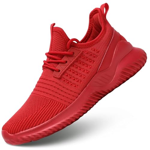 Women's Ladies Walking Shoes Running Tennis Sneakers Workout Casual Mesh Comfort Lightweight Non-Slip Soft Sole Gym Trainers Red