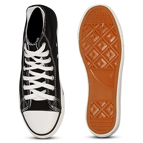 Image of MOZAFIA Men's High-Top Canvas Sneakers - Stylish, Comfortable Lace-Up Casual Shoes, Durable Fashion Streetwear Kicks.