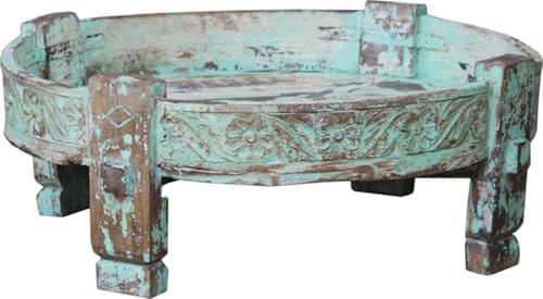 Guru-Shop Table Basse, Table D`appoint, Turquoise, Boisdemanguier, 26x74x74 cm, Tables Basses Tables de sol