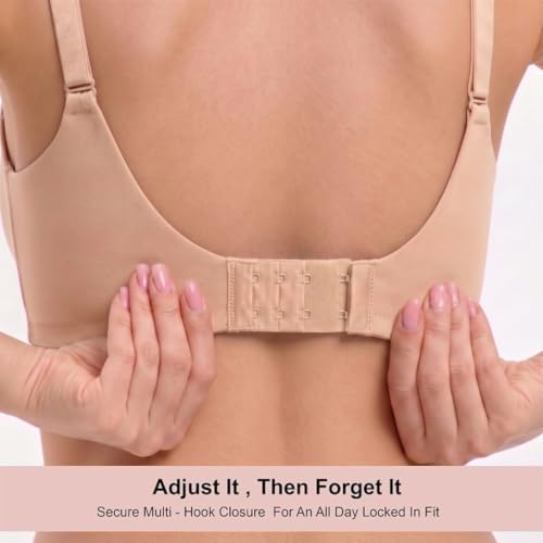 Image of Women's Pure Cotton Blend Lightly Padded Bra (Pack of 3) | Full Coverage Wirefree T-Shirt Bra | Soft Breathable Everyday Bra | Adjustable Straps | Comfortable Multicolor Bra