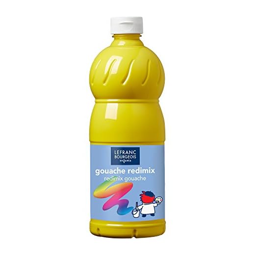 Lefranc Bourgeois - Gouache liquide Redimix pour enfants - Bouteille 1L - Jaune primaire