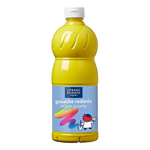 Lefranc Bourgeois - Gouache liquide Redimix pour enfants - Bouteille 1L - Jaune primaire