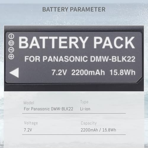 2400mAh DMW-BLK22 Battery, 2 Packs, Compatible for Panasonic Lumix DC-S5 DC-S5 II DC-S5 IIX GH5 II GH6 S5II S5M2 GH5M2 Cameras Battery Charger Set with Dual Slot USB Charger, Camera Batteria New - Thumbnail 2