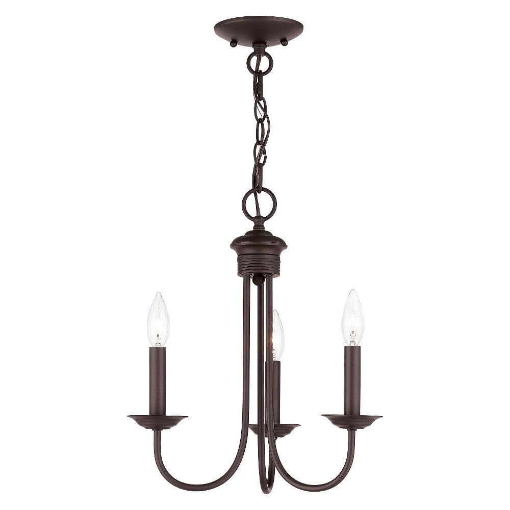 Livex Lighting 42683-07 3 Light Mini Chandelier, Medium Bronze Alloy Steel,
