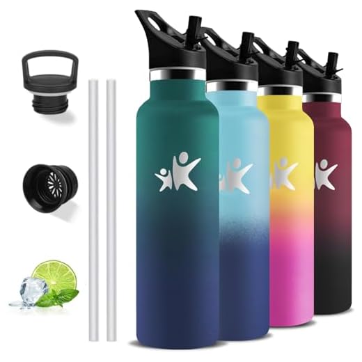 Borraccia Termica, Borraccia 1 litro, Senza BPA, Borracce con Cannuccia, Senza Perdite, Borraccie Acciaio Inox, Borracce Termiche, Acciaio Inossidabile 18/8, per Campeggio, Fitness, Viaggio, Yoga