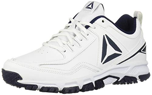 Reebok Men's Ridgerider Leather Sneaker, White/coll. Navy-Wide e, 10 4E US