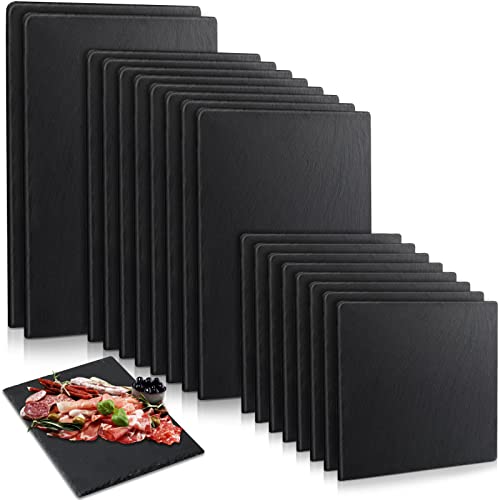 Didaey Set of 18 Slate Boards Black Slate Board Cheese Board Serving Stone Plates Sushi Cheese Tray Individual Platter for Christmas Chalkboard Cutting Food Cake Fruit Meat(Square) by Didaey - Used condition - US$30.13