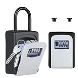 NAGE キーボックス ダイヤル式 屋外 防水 4桁 暗証番号 キーバンカー 鍵ボックス 大容量 防犯 盗難防止 倉庫 玄関 工事用 (U型、グレー)