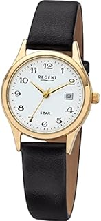 REGENT Damenuhr Goldfarben mit Lederband F-835