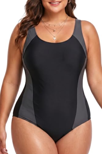 Image of Aqua Eve Plus Size Swimsuits Athletic One Piece Bathing Suit for Women Tummy Control Slimming Swimwear