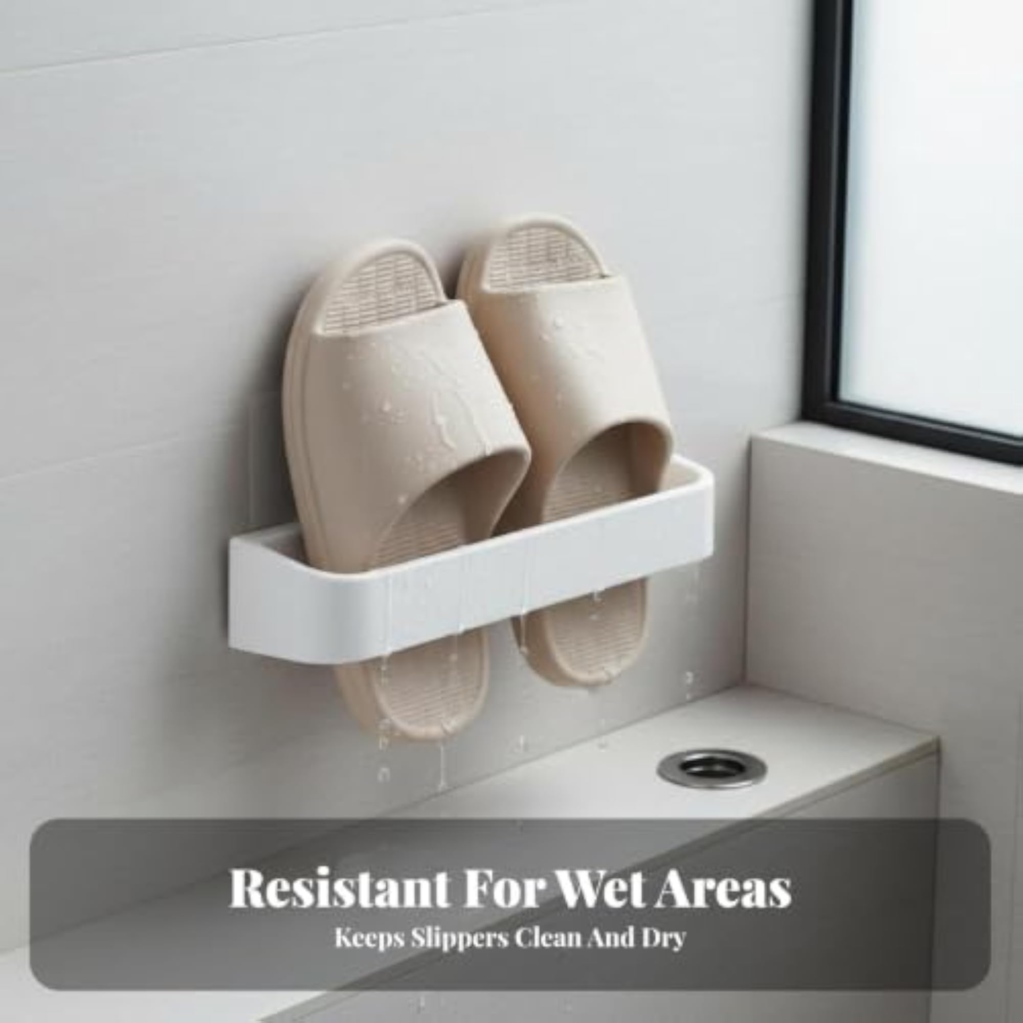 Wall Mounted Slipper Rack, Space-Saving Draining Shoe Shelf for Families