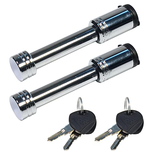 Lyuton 2Pack Chromed Trailer Hitch Lock Pin, Heavy Duty Steel Shaft With 5/8 Inch Diameter, Fits 2 Inch Receiver, With Rubber Cap & Seal Ring #TOP4