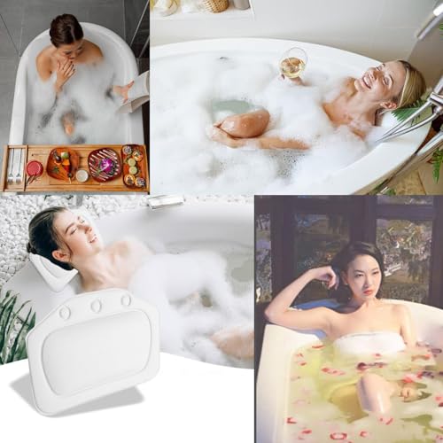 LATRAT Kopfstütze Badewanne, Badewannen Kissen Weicher Schaum Gepolstert Spa Badewanne Kissen Badewanne für Hauptgebrauch, Weiß