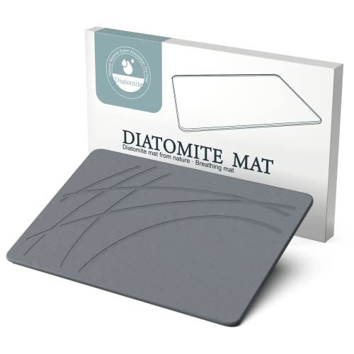 Stone Bath Mat ,Diatomaceous Earth Shower Mat Nonslip Super Absorbent Quick Drying Bathroom Floor Mat for Kitchen Counter , Natural Bathroom Mat Stone Easy to Clean (23.7 x 15 .5inch)…