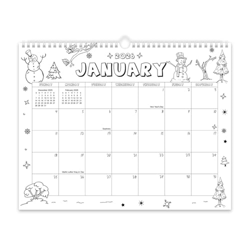 2026-2027 Wall Mount Calendar 18 Month From Jan 2026 to Jun 2027 Twin Coil Binding Calender for Home 14x11Inch Planner