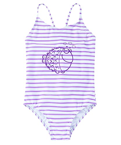 Girl One Piece Bathing Suit Upf 50+ Sun Protection Fast Dry Beach Swimwear Swimsuit For Girls(Purple Fish,6) #TOP22