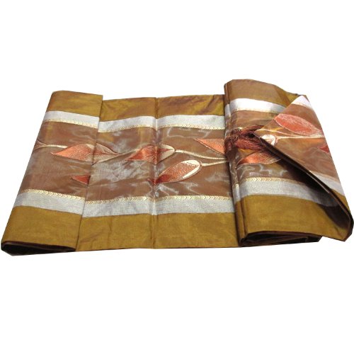 "Hellobangkok"Beautiful & Cool!! (Table / Bed Runner) Raised Leaf Pattern On Your Bed Size Width 14 Inches Lenght 76 Inches #TOP1