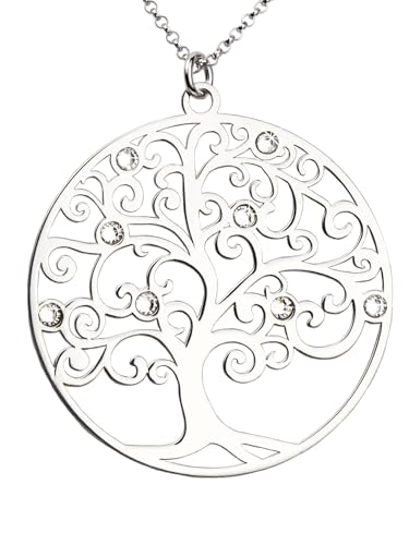 Aka Gioielli® - Swarovski Necklace Tree of Life Sterling Silver Pendant, Growth Model, Gift for women and girls