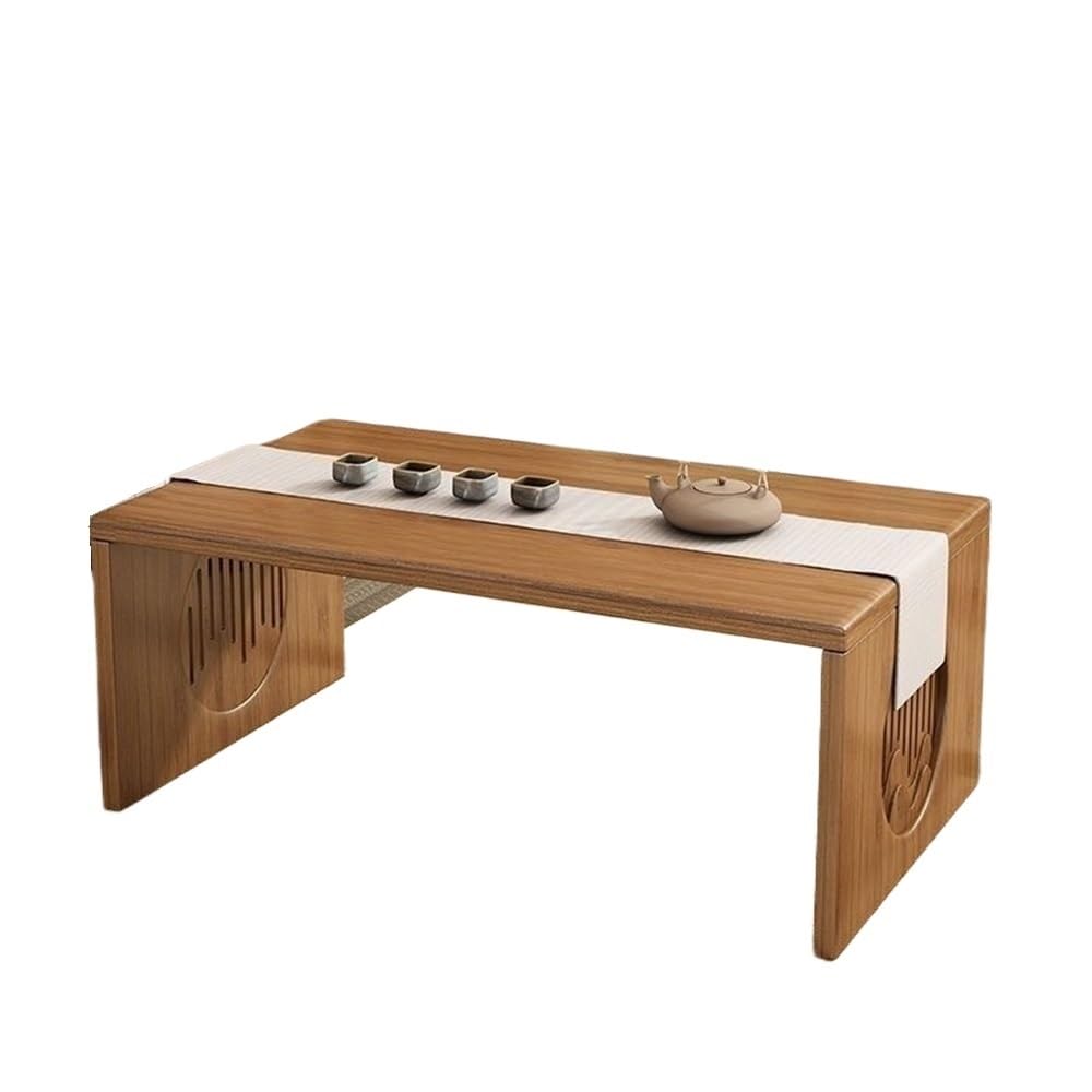 Table en bambou pour baie vitrée et moments de détente au salon