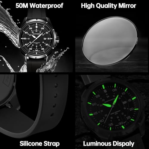 Image of Sapphero Mens Watches Quartz Movement Chronograph 30M Waterproof Steel Strap Fashion Business Sport Design Scratch Resistant Gifts for Men