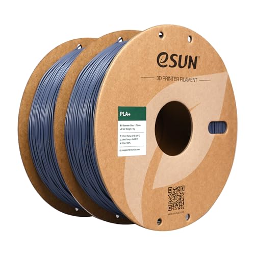 eSUN PLA+ Filament 1.75mm, Enhanced Toughness 3D Printer Filament PLA Plus, Dimensional Accuracy +/- 0.03mm, 1KG per Spool, 2 Spools 3D Printing Filament, Grey and Grey