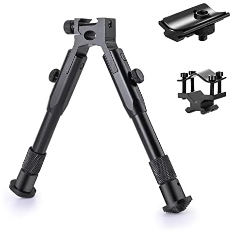 JINSE Tactical Bipod Picatinny Rail Foldable Rubber Feet Center Height 6.5"-7.5" with Adapter Cover