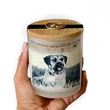 Custom Photo Candle | Printed on Glass | Memorial for Parent, Mother, Dad, Dog, Cat, Pet Memorial | Condolence Remembrance, Light Remains | Engraved Lid | Scented, Soy Wax, USA Made | Keep&Present