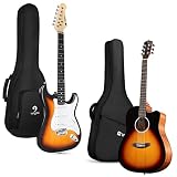 Vangoa 39 Inch Full Size Electric Guitar Beginner Sunburst Bundle Sunburst Acoustic Guitar Kit for B