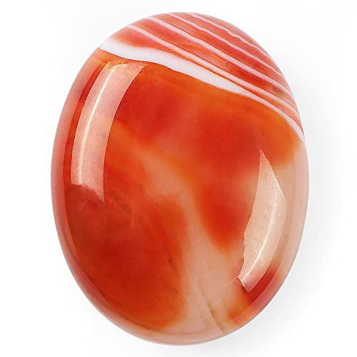1.8” Inch Red Banded Carnelian Agate Palm Stones Thumb Worry Pocket Crystals for Anxiety, Adult Sensory Items for Woman or Man, Anxiety Relief Items Fidget. Healing Crystals Daily Use