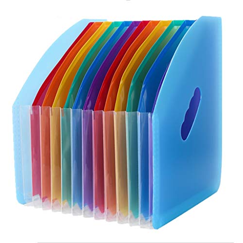 Expanding File Organisers,13 Part Desk Storage Expander A4 Portrait Filing Boxes Document Organiser, File Folder Desktop Stand, Accordion Portable Files Wallets Plastic Magazine Holder,5 Colors