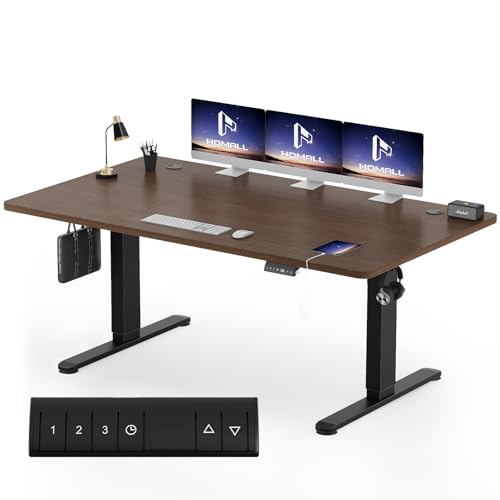 Homall 180x80 CM Escritorio Elevable Regulable en Altura，Escritorio de Pie con Tablero de Cuatro Partes, Mesa Ordenador con Función de Memoria