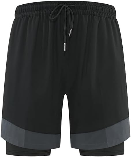 Men's 4 Inch 2 in 1 Running Shorts Stretch Wicking Quick Dry Athletic for Gym Outdoor Sports