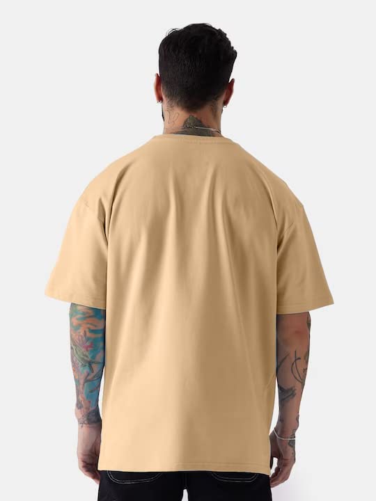 Image of RodZen Oversized Baggy Fit Half Sleeves Round Neck Solid Cotton Blend Combo T-Shirt for Men (Pack of 3)