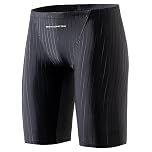 MY KILOMETRE Jammer Swimsuit Mens Solid Swim Jammers Endurance Long Racing Training Swimsuit Pureblack-L
