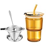 NANSPATH Single Serve Immersion Coffee Maker, Glass Pour Over Coffee Brewer Cup...