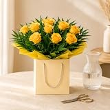Yellow Rose Bouquet - Fresh Cut Yellow Roses Wrapped in Vibrant Foliage for Birthday, Anniversary, Celebration, Sympathy, Get Well, Housewarming, Floral Gift Indoor Arrangement