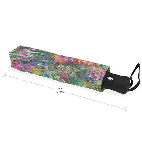 Auto Open Close Umbrella, Iris Garden At Giverny Monet Folding Travel Umbrellas For Rain And Sun #TOP6
