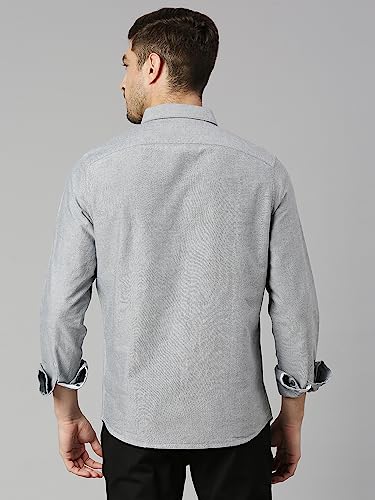 Image of Thomas Scott Men Premium Slim Fit Solid Cotton Twill Full Sleeve Shirt
