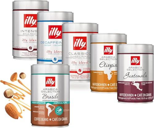 Caffè in grani illy 100% Arabica – Blend esclusivo dal gusto morbido e vellutato Solo l’1% dei migliori chicchi di Arabica selezionati da illy