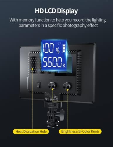 RALENO LED Video Light, Built-in Rechargeable Battery 3200K-5600K Dimmable Bi-Color CRI 95+ with LCD Display, Dual Power Design, Hot Shoe Camera Light for Baby Photography, YouTube Video, Meeting