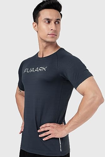 Image of FUAARK Men's Aura Textured Round Neck Regular Fit Gym Sports T-Shirt